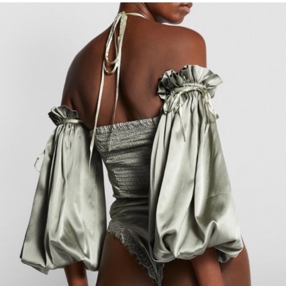 New Sleeping With Jacques Bronte Bodysuit Desert Sage Green Large 3 - Picture 3 of 3